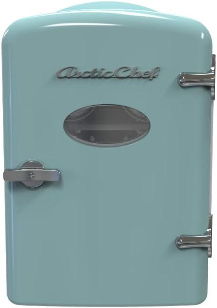 ARCTIC CHEF Compact refrigerators Multi Colors, Office Product, small meal cool, Beverage, Drinks (Blue) (6 Can)