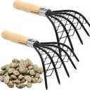 laffoonparts 2 Pcs Claw Rake Hand with Basket, Clamming Claws with Mesh Net Oyster Shell Digging Dig Seafood Clam Scraper Tool Accessories for Beach Clam Scraper