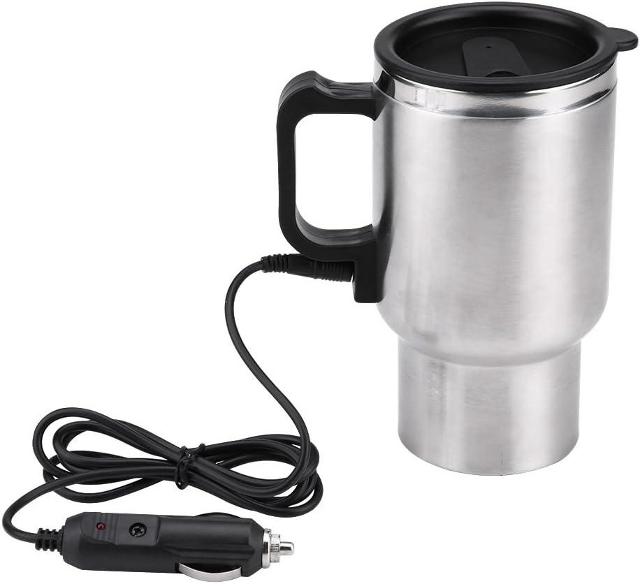 Car Heating Cup, Car Electric Kettle Stainless Steel Coffee Cup Warmer Portable 12v Heat up to 65C Insulated Heated Mug Keep Milk Warm For Travel Water Tea Drivers Men Fathers 450ml