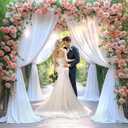10x10ft White Backdrop Curtain for Wedding Parties Wrinkle Free Fabric White Drapes Backdrop Decoration for Baby Shower Birthday Photography Decoration 2 Panels, 5ft x 10ft