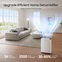 ASAHWo 2500 Sq.Ft Dehumidifier for Basement with Drain Hose Max 34 Pints, Dehumidifiers for Home, Bathroom, Bedroom, 4 Pre-Set Modes, Intelligent Humidity Control, Dry Clothes Quiet Operation