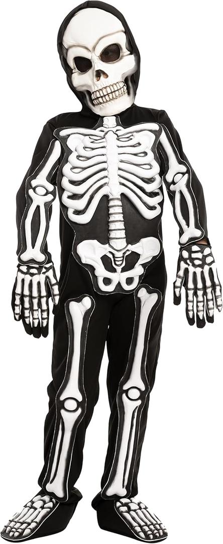 Spooktacular Creations Halloween Fierce 3D Skeleton Costume Set for Kids Halloween Dress Up, Role-play, Carnival Cosplay (S)