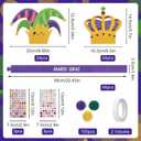 Soulchen 48 Sets Mardi Gras Crowns Jester Hat Craft Kit with Pompoms Diamond Stickers Mardi Gras DIY Paper Hat Crown Headpiece for Carnival Craft Favors Supplies Decoration