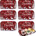 Maitys 12 Pcs Merry Christmas Serving Trays 13 x 9 Inch Large Food Trays buffalo plaid Dessert Cupcake Platters for Christmas Winter Holiday Birthday Party Supplies Table Decorations