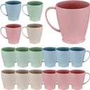 Meyeyaia 16pcs Wheat Straw Cups, 10 Oz Wheat Straw Plastic Coffee Mug with HandlesReusable Coffee Cups Lightweight Microwavable Dishwasher Safe Unbreakable for Tea Milk Water Juice