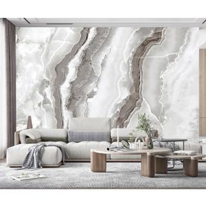 YQWDMX - Gray Simple Marble Bedroom Wallpaper Mural Mural47 S 100" Wx73 H(Not Peel and Stick) (M47)