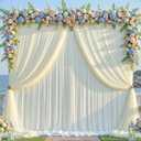 Ivory Tulle Backdrop Curtain for Parties Wedding,30ft x 10ft Wrinkle Free Curtain Backdrop,2 Layer Drapes for Backdrop,Polyester Back Drop for Bridal Shower Birthday Baby Shower Photography