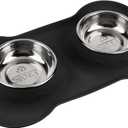 SUPERDESIGN Dog Bowls 2 Stainless Steel Puppies Bowl with No Spill Non-Skid Silicone Mat Pet Water and Food Feeder Bowls for Feeding Small Medium Large Dogs Cats Small BL