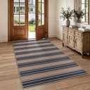 Striped Easy Jute 3x5 Outdoor Rug Washable Non Slip Khaki Rugs for Entryway Indoor Outdoor Farmhouse Neutral Door Mat for Backyard Patio Proch Living Room