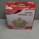 ZENFUN Kitchen Enamel Stockpot with Lid, 4.5 Quart Retro Flower Stew Bean Cooking Pot, Vintage Thicken Soup Pot with Handles, Nonstick, Safe for Induction Cookers, Gas Stove