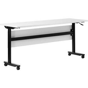 Flash Furniture Palmer Commercial Nesting Flip Training Table, Heavy-Duty Steel Frame and T-Legs, Modesty Panel, 1" Thick Tabletop, 60" x 24", White Top/Black Frame