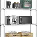 1000 lbs 4Tier Shelf Metal Storage Shelves Wire Rack Closet Organizers with Wheel for Garage Kitchen Bathroom Laundry Chrome 13.7" D x 29.5" W x 47.2" H