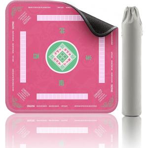 2F22E Mahjong Mat, Noise Reduction Non-Slip Mahjong Mat for Table, 32.4 * 32.4 Inch Mahjong Table Mat for Poker, Board Games Table Mat, Card Games, Tile Games, Dominoes (Pink)