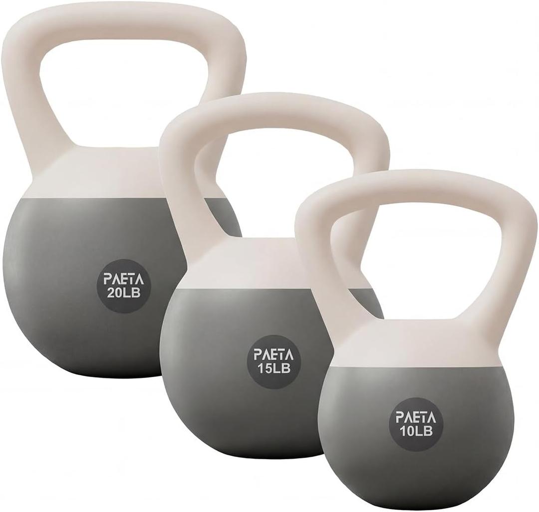 PAETA Soft Kettlebell for Home Gym – Anti-Slip Grip & Wide Handle Design, Soft-Sided Cushioned Base Kettlebell, Soft Kettlebell set for Strength Training - Ideal for Men, Women, 45lbs White