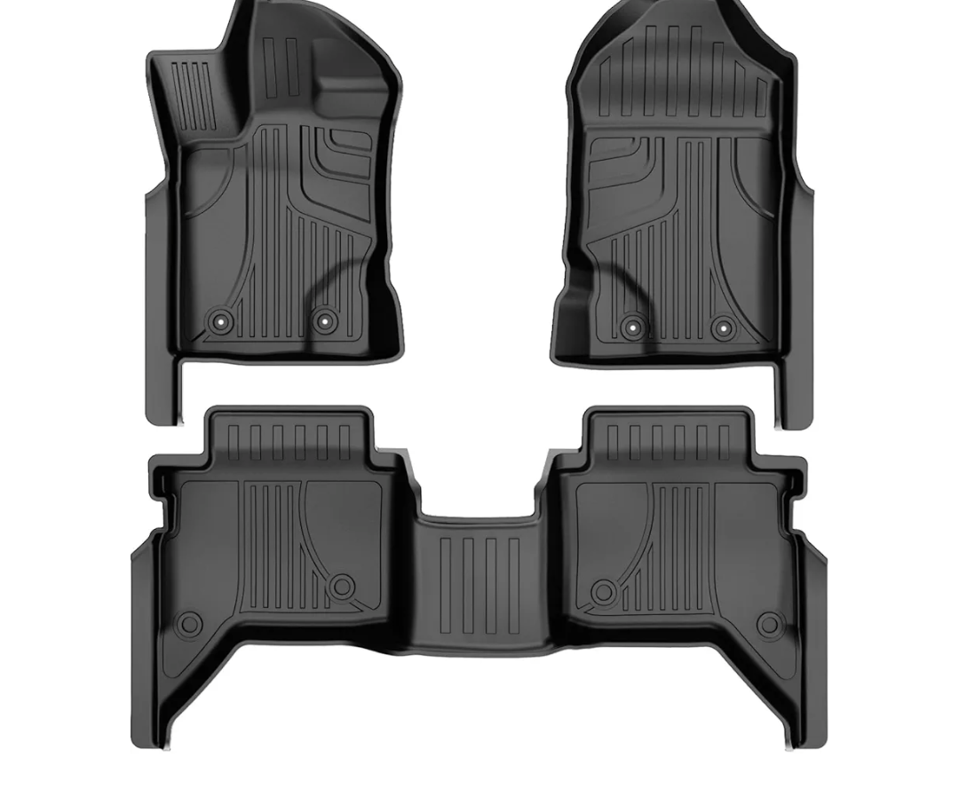 AOMSAZTO Floor Mats for Ford Ranger SuperCrew Cab 2019-2023, 1st & 2nd Row All Weather Protection Car Floor Liners Waterproof Anti Skid Mats