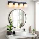 4 Light Modern Bathroom Light Fixtures Over Mirror, Black Vanity Lights for Bathroom Wall Sconces with Milky White Glass Shades, E26 Socket (Bulbs Not Included)