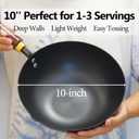 Souped Up Recipes 10 Inch Carbon Steel Wok For Electric, Induction and Gas Stoves (Lid and User Guide Video Included)