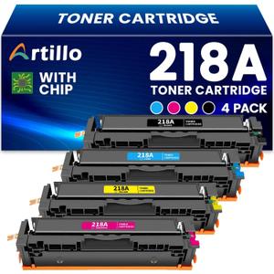 218A Toner Cartridges (with Chip) Replacement for HP 218A 218X W2180A W2180X Toner Cartridges for HP Color Laserjet Pro MFP 3301fdw 3301cdw 3301sdw 3201dw Printer (BCMY, 4 Pack)