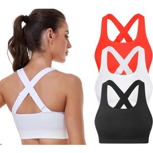 GXXGE Sports Bras for Women High Support Adjustable Straps Padded Cross Back Sport Bra for Workout Yoga Running Gym (Red, XL)