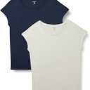 Amazon Essentials Women's Jersey Regular-Fit Short-Sleeve Boat-Neck T-Shirt, Pack of 2