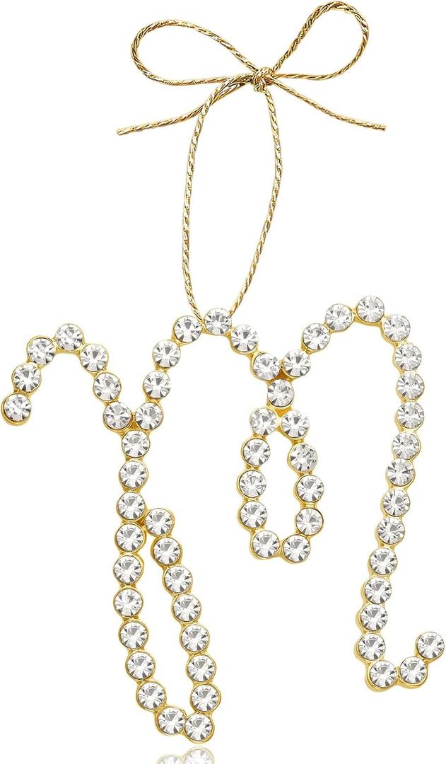 Christmas Letter Ornaments, Initial M Ornaments for Xmas Tree,Hanging Christmas Ornament for Mother Best Friends Sister Wife (Gold)