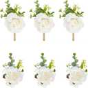 Meldel White Ivory Rose Wrist Corsage Boutonniere for Men Wedding Wrist Flower Corsage Hand Flower for Bride Bridesmaid Prom Decor Paty Girl