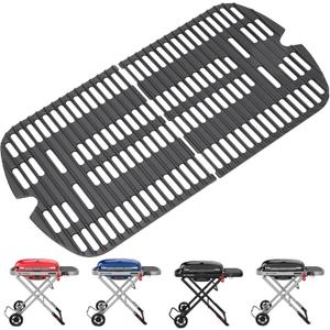 Hisencn Cooking Grates for Weber Traveler Portable Gas Grill, Cast Iron Grill Grate Grid Replacement Parts for Weber 9010001 Outdoor BBQ Propane Grill Accessories, 2 Pack, 
13.5"L x 12"W x 2"Th