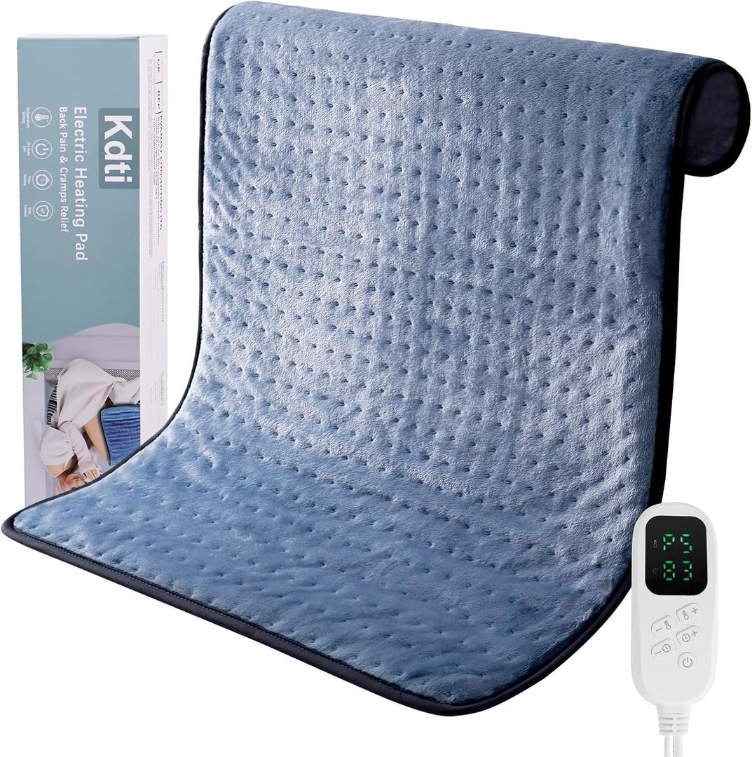 Heating Pad (Upgraded 24"x32") for Back, Neck & Shoulder Pain Relief - 6 Heat Levels, 4 Timer Modes, Moist/Dry Heat, Auto Shut Off, Machine Washable, Ultra-Plush Flannel