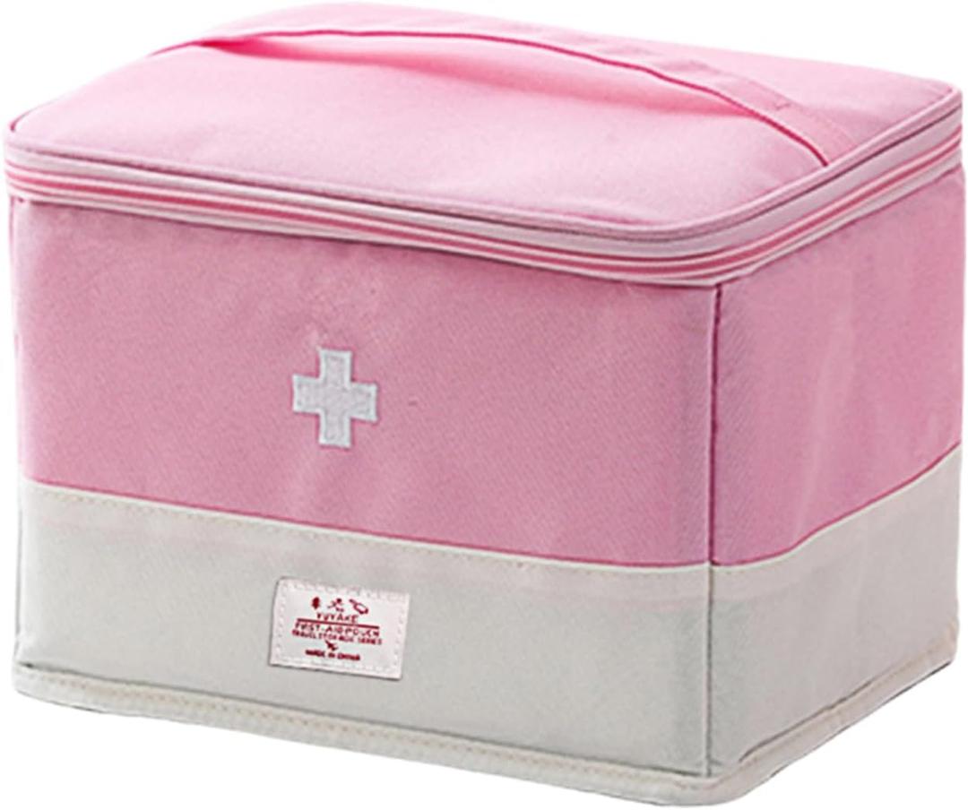 Travel Medicine Bag Organizer, Medical Bag Empty for First Responder Storage, Emergency Medical for Home, Travel, Camping, Car, Hiking & Outdoor Emergencies (Pink)