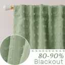Sage Green Curtains Room Darkening Blackout Light Weight Boho Pom Pom Pattern Farmhouse Cottage Core Cottagecore Curtains for Bedroom Living Room 84 Inches Long 2 Panels