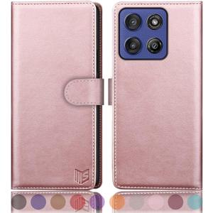 SUANPOT Compatible with G Stylus 5G 2025 Wallet case with RFID Blocking Credit Card Holder,Flip Book PU Leather Protective Cover Women Men for Stylus 5G 2025 Phone case Rose Gold