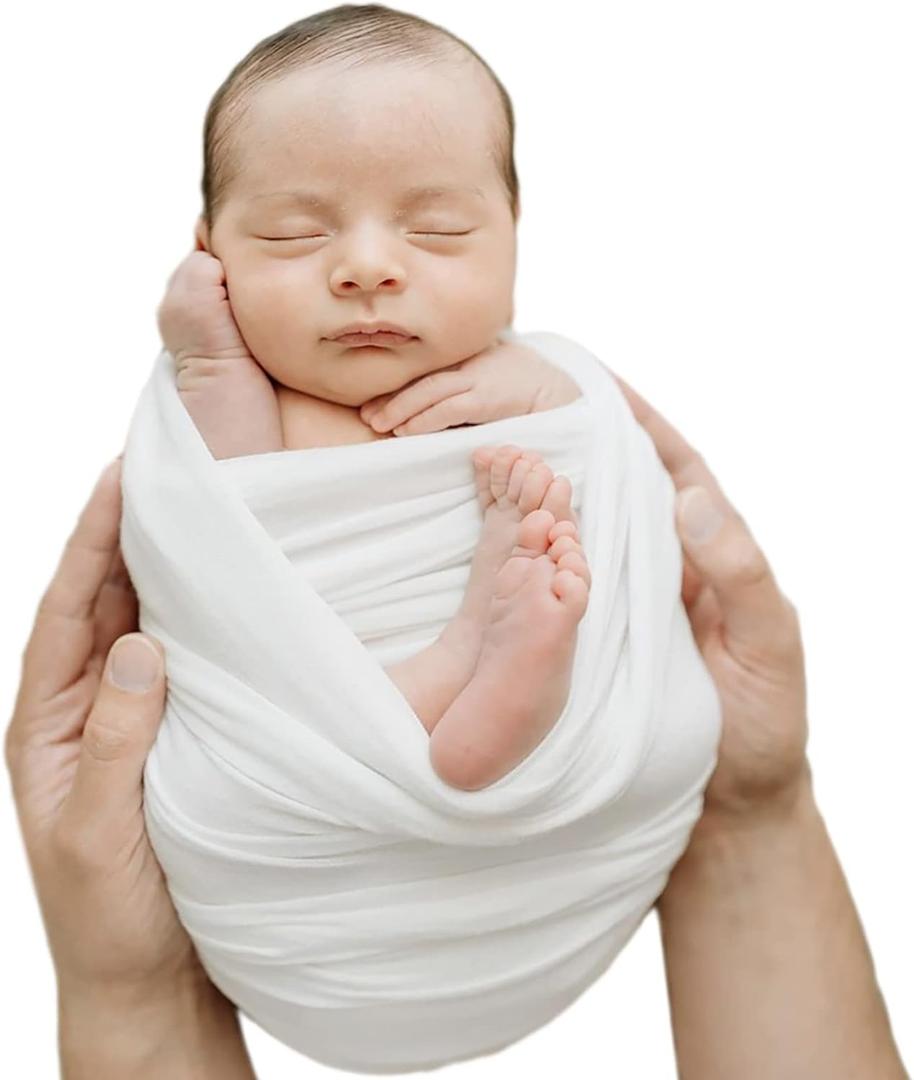 Newborn Photography Props Swaddle Newborn Wraps for Baby Boys Girls Infant Baby Photo Props Shoot Stretch Blanket (White)
