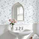 VEELIKE Sketch Blue and White Floral Peel and Stick Wallpaper Vintage Flower Wallpaper for Bedroom Nursery 17.7''x118'' Removable Toile Wall Paper Self Adhesive Contact Paper for Walls Shelves Cabinet