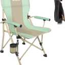 XGEAR Camping Chair with Padded Hard Armrest, Sturdy Folding Camp Chair with Cup Holder, Storage Pockets Carry Bag Included, Support to 400 lbs (1-green)