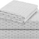 Comfort Spaces 100% Cotton Sheet Set Breathable, Lightweight, Soft with 14" Elastic Pocket Fits up to 16" Mattress, All Season Cozy Bedding, Matching Pillow Case, Full Diamond Taupe 4 Piece