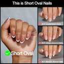 3 x 16 Sizes Short Oval Press on Nails, French Tip Short Round Reusable 32pcs Glossy Gel Fake Nails with Glue and Jelly Stickers (Brown French)