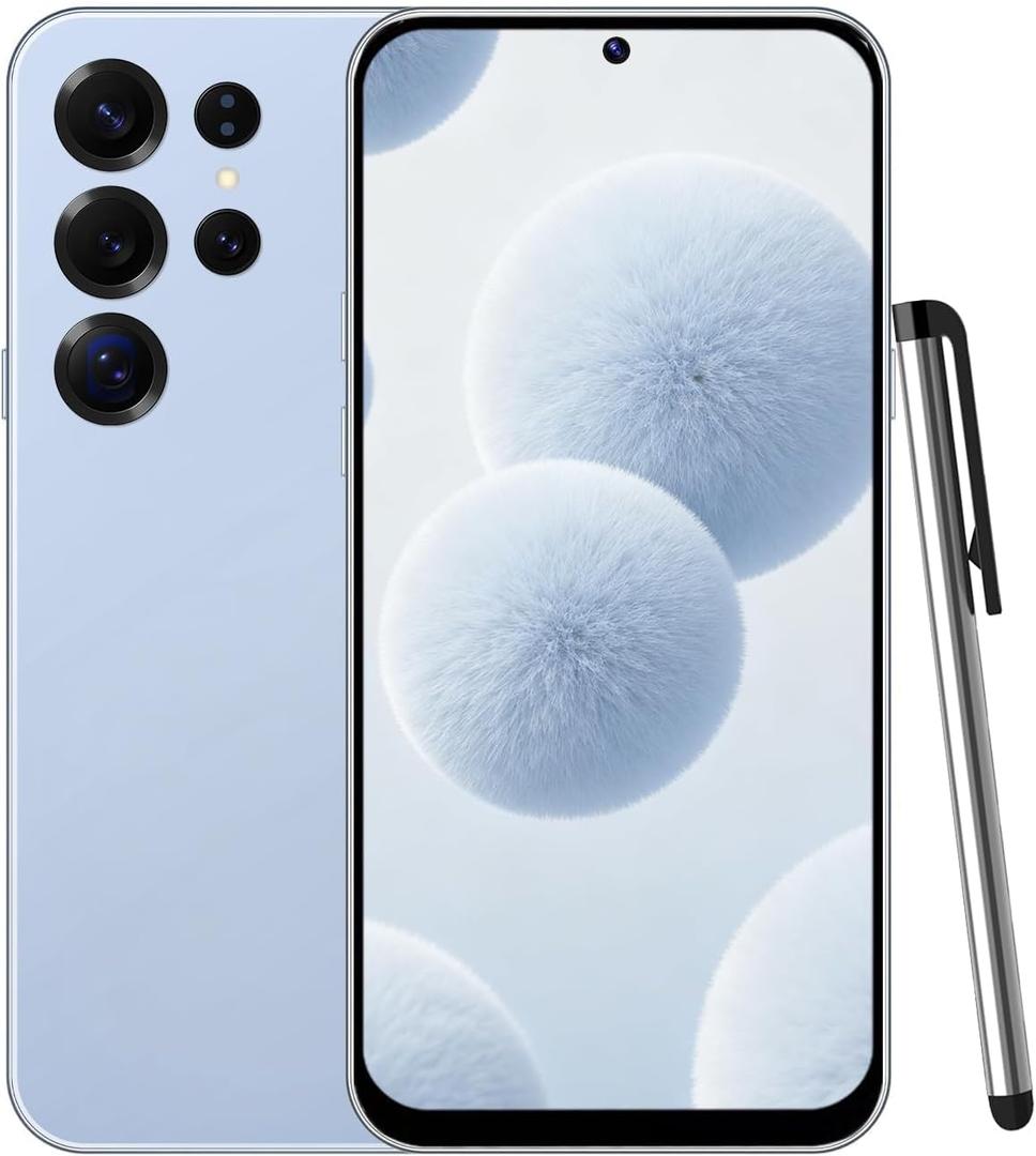 C25Ultra Unlocked Smartphone, Android 12.0 Mobile Phones 6.6'' HD+ Screen, 4GB RAM 32GB ROM/256GB SD, 4G Dual SIM Dual Camera, Face ID+WiFi+BT+FM+GPS+OTG (Blue)