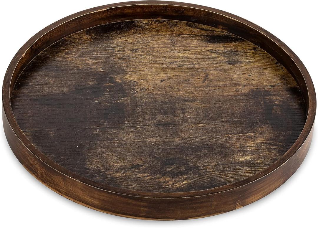 Decorative Coffee Table Tray: Brown Wood