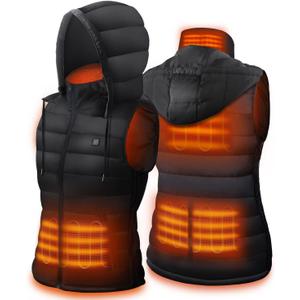 DR.PREPARE Heated Vest, Unisex Winter Hooded Heated Vests Outerwear for Men Women, Lightweight USB Electric Heated Clothing Vest with 3 Heating Levels, Adjustable Size (Battery Pack Not Included)