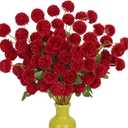 Briful 12pcs Artificial Kiku Mums Flowers  Realistic Silk Pom Pom Faux Chrysanthemums for Home Dcor, Wedding Centerpieces, Vase Arrangement, Fall & Spring DIY Decorations, Red (1.96'' Dia. Blossom, 1.96'' Dia. Burgundy)