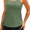Yonique Two Piece Tankini Swimsuits for Women with Shorts Athletic Bathing Suits Tummy Control Swimwear (Large, Army Green)