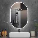 WISSMIELS Oval LED Bathroom Mirror, 28"x 48" Frameless LED Mirror with Front Light and Backlit, Anti-Fog, Dimmable Modern Wall Mounted Lighted Mirror, Pill-Shaped Smart Mirror Bathroom