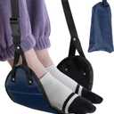Airplane Foot Hammock, Portable Airplane Footrest to Relax Feet, Adjustable Foot Hanger for Long Trip Home Office, Travel Essentials, Navy