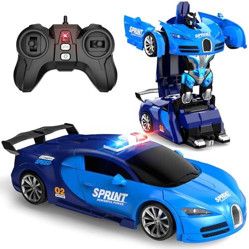 SnowRap Remote Control Car, RC Cars One-Click Becoming Robot Transforming Toys Car for Boys 8-12, 4-7, Smooth Deformation, Demo Mode, 360° Rotation, 2.4GHZ, Toys for Christmas Day, Kids