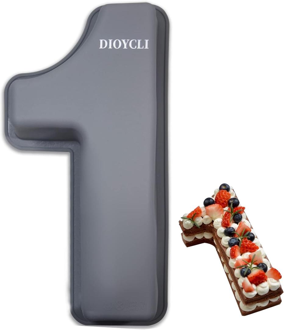 Dioycli Large Number Cake Pans for Baking 3D Cake Silicone Cake Mold DIY Personalized Cake Pan for Birthday and Wedding Anniversary Number 1 Cake Pan of 10 Inch