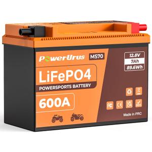 Lithium Motorcycle Battery, PowerUrus 600A Lithium LiFePO4 Motorcycle Battery, 12V 7Ah Powersports battery, ATV, UTV, Jet Ski, Quad, PWC, 4 Wheeler, Lawn Mower, Tractor, Generator Batteries