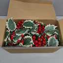 Juegoal 2 Pack Christmas Garlands, 9FT Pre-lit Red Berries & Holly Leaves Garland, Artificial Lighted Garland Battery Operated with Timer, Indoor Outdoor Xmas Fireplace Gate Home Winter New Year Decor