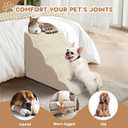 Zerbuger Dog Ramp and Stair for Bed 16" H-20 H,3-Step Cat Stair for Sofa and Chair,4-Step Dog Ramp for High Bed and Window,Durable Nonslip Fabric Cover for Indoor (Beige-20 H, Pet Friendly, 4)