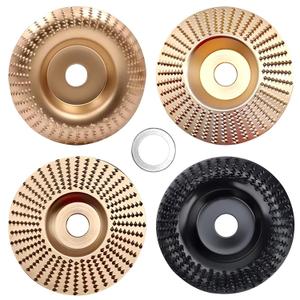 4 PCs Wood Carving Disc Set, for 4" or 4 1/2" Angle Grinder with 5/8" Arbor Grinding Wheel Shaping Disc for Wood Cutting Grinder Cutting Wheel Attachments(Gold+Black)