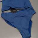 ZAFUL Women Strapless Textured Bandeau Bikini 2 Piece Swimwear Cheeky Solid Lace up Bathing Suits